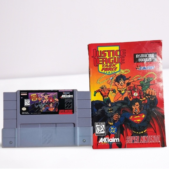 Justice League Task Force (Super Nintendo SNES 1995) with Manual - Picture 1 of 2